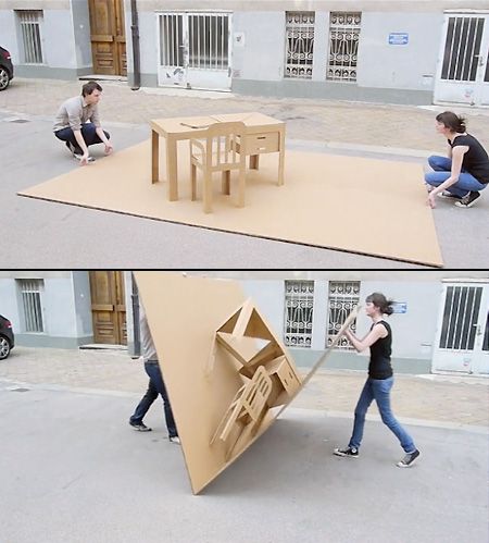 Cardboard Furniture Unfolds Like a Pop-Up Book